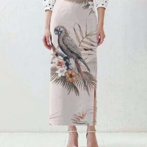 Women's Tropical Pencil Midi Skirt with Parrot Print by Godswing