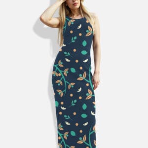 Godswing Women's Botanical Bliss Bodycon Midi Dress with botanical print