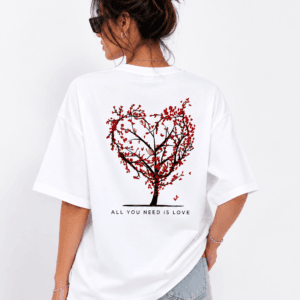 Godswing Premium Women's Oversized Heart Graphic T-Shirt