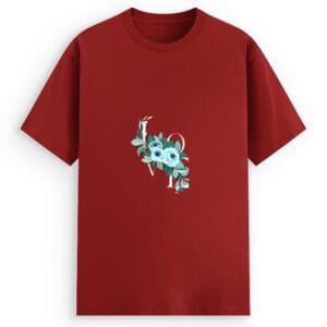 Godswing Women's Floral Graphic Stretch Cotton T-Shirt in Red