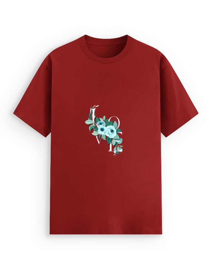 Godswing Women's Floral Graphic Stretch Cotton T-Shirt in Red